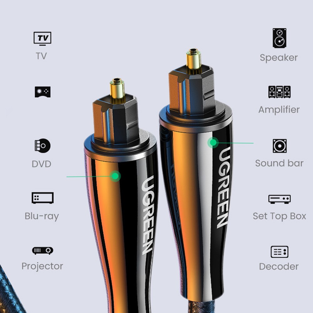 UGREEN UGREEN 1m Optisk Fiberkabel Toslink Svart