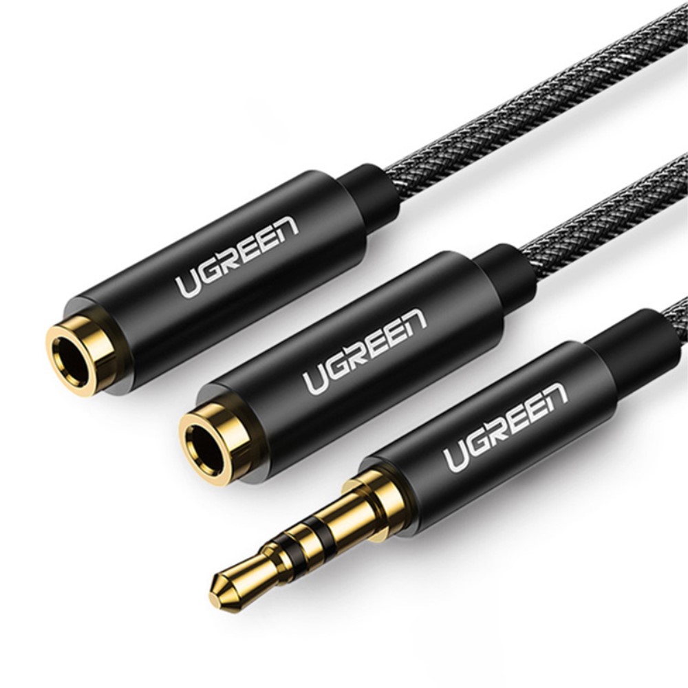 UGREEN UGREEN 25cm 3.5mm AUX Y-Splitter 1 Hane - 2 Hona Svart