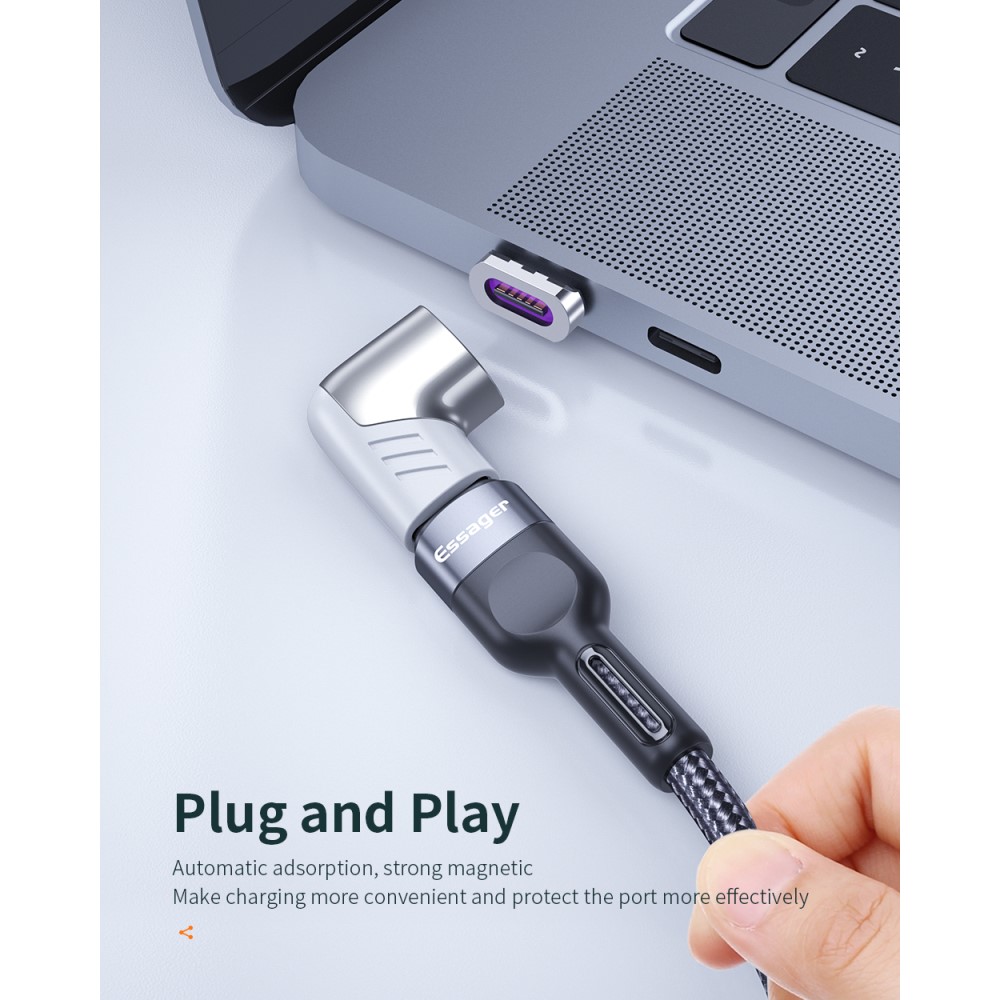ESSAGER ESSAGER 100W 5A USB-C/USB-C Magnetisk Adapter Svart