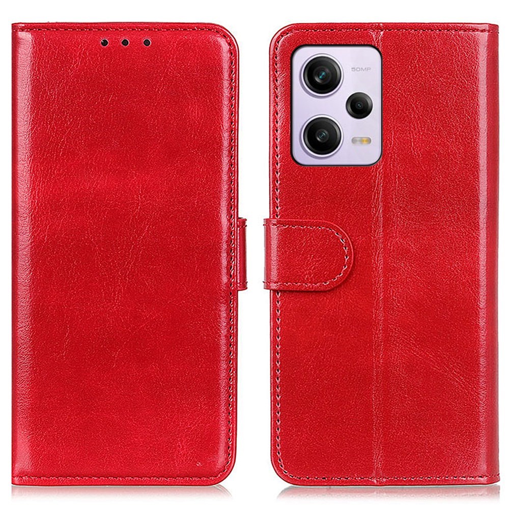  Xiaomi Redmi Note 12 Pro 5G Fodral Crazy Horse Läder Röd