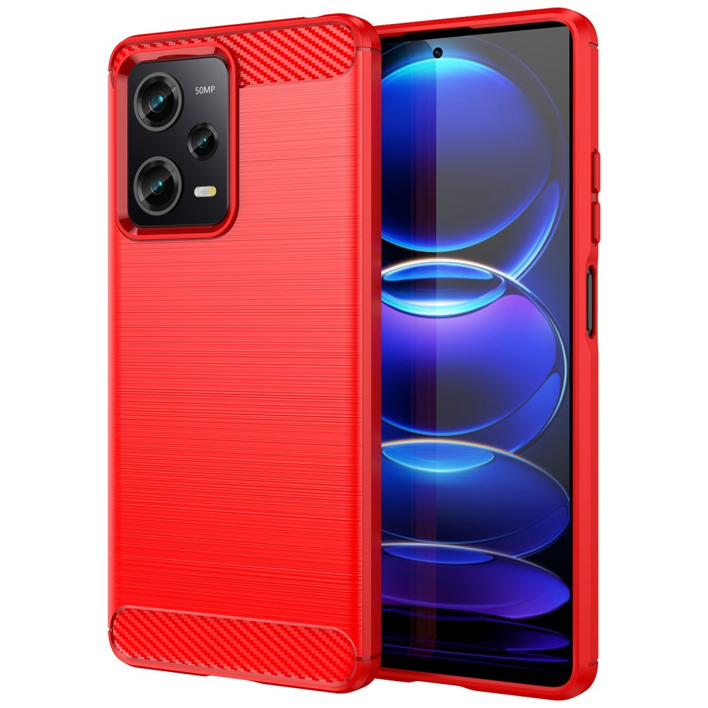  Xiaomi Redmi Note 12 Pro 5G Skal Borstad Stål Textur Röd