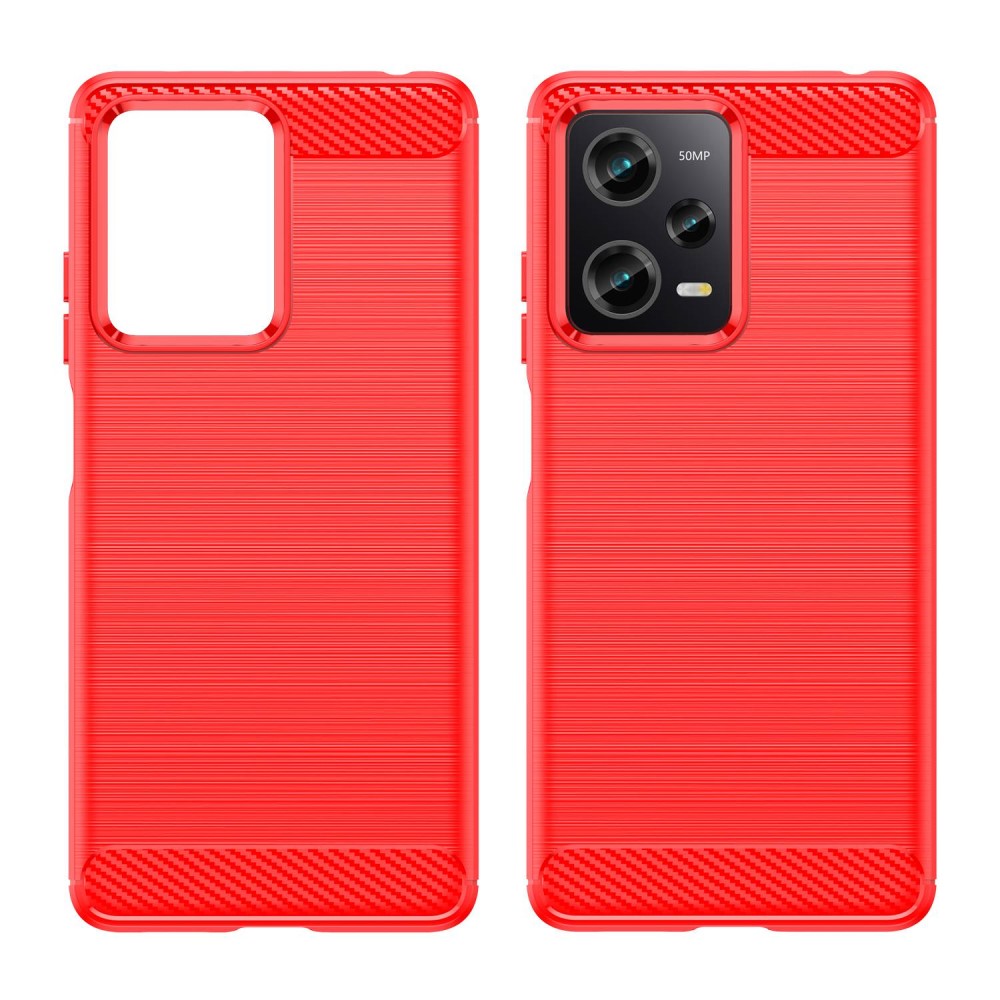 Xiaomi Redmi Note 12 Pro 5G Skal Borstad Stål Textur Röd