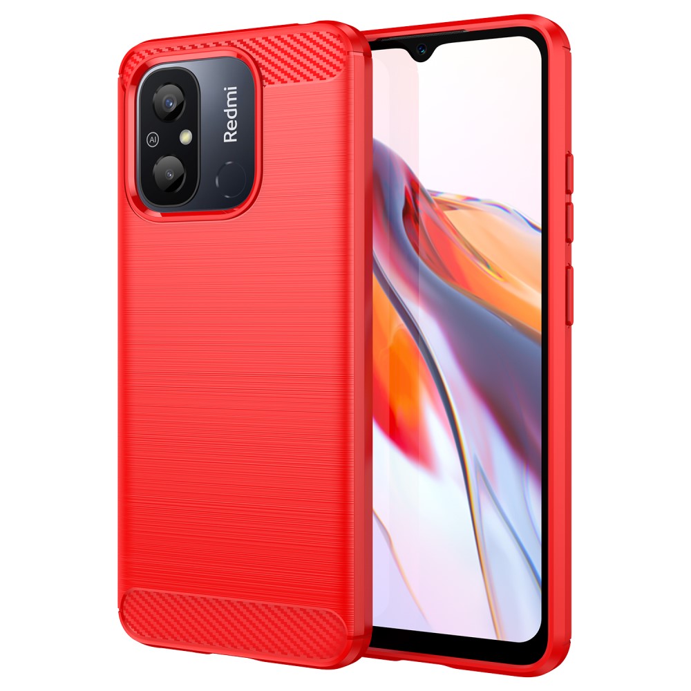  Xiaomi Redmi 12C 4G Skal Kolfiber Textur Röd