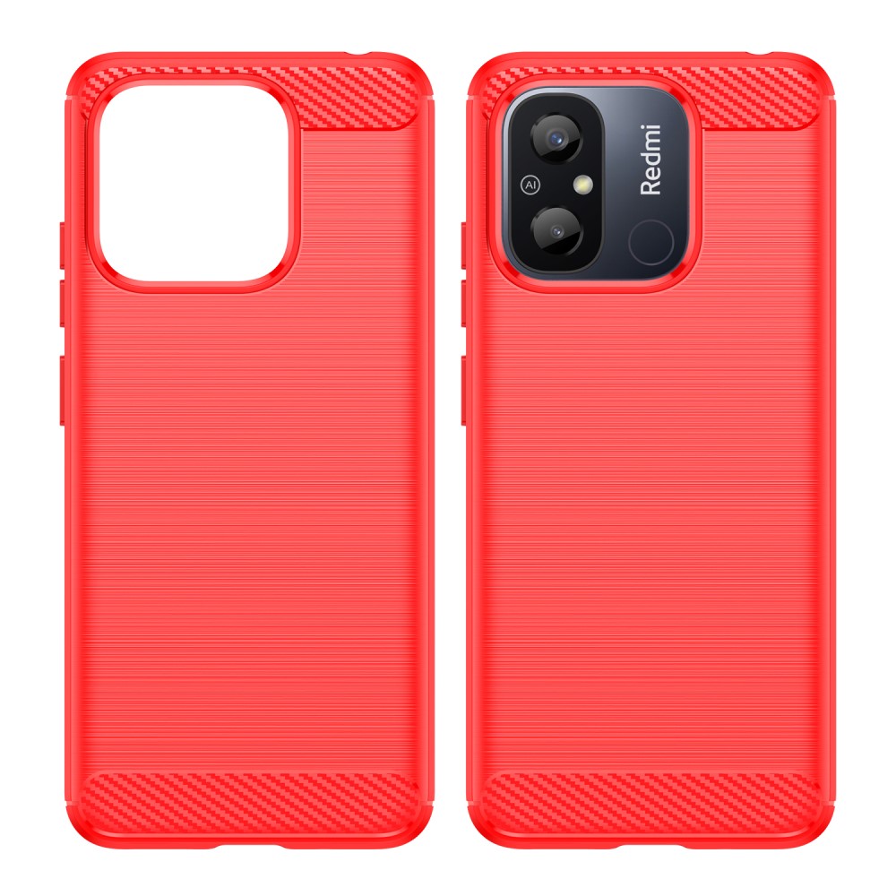  Xiaomi Redmi 12C 4G Skal Kolfiber Textur Röd