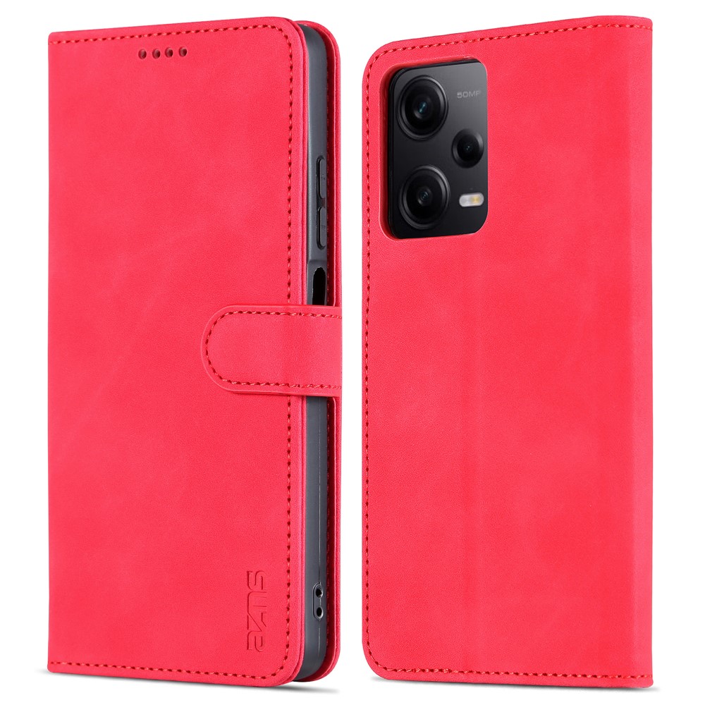 AZNS AZNS Xiaomi Redmi Note 12 Pro 5G Fodral Retro Läder Röd