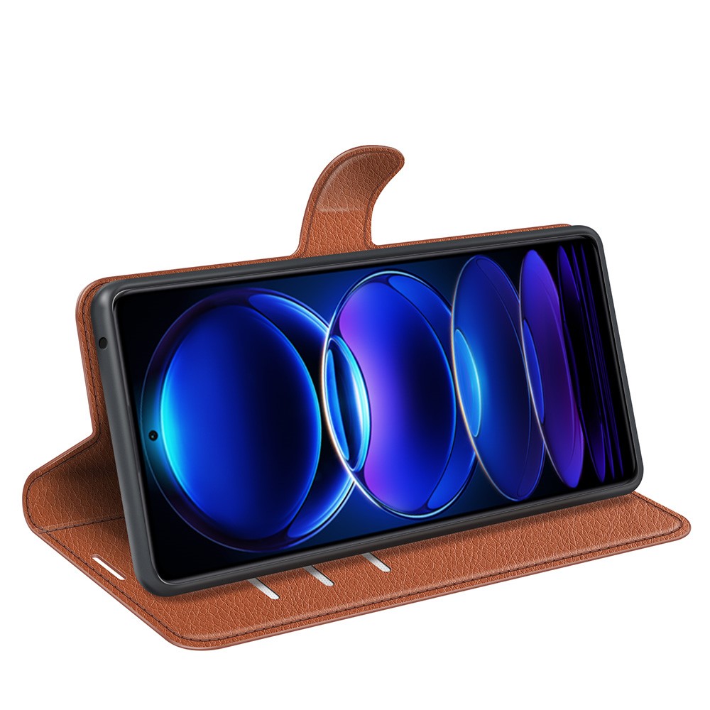  Xiaomi Redmi Note 12 Pro 5G Fodral Litchi Läder Brun