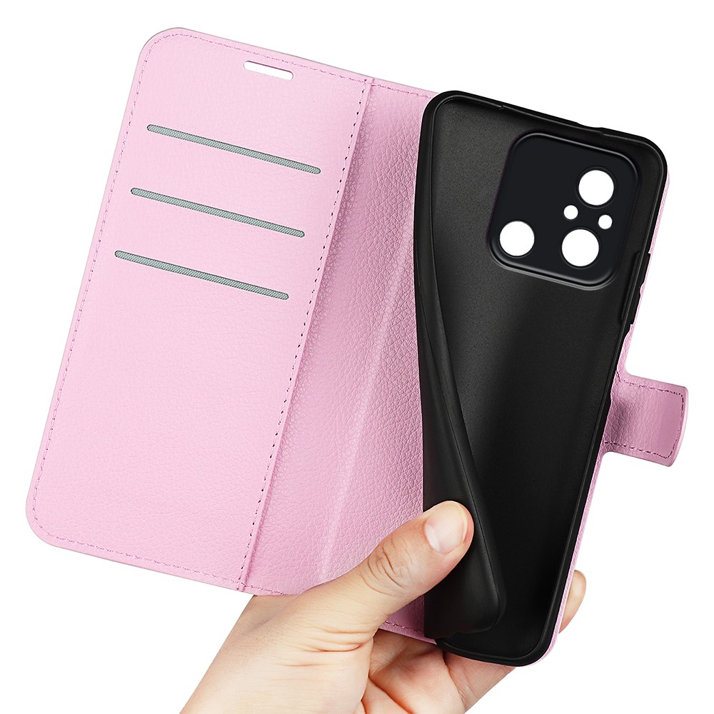  Xiaomi Redmi 12C 4G Fodral Litchi Läder Ljus Rosa