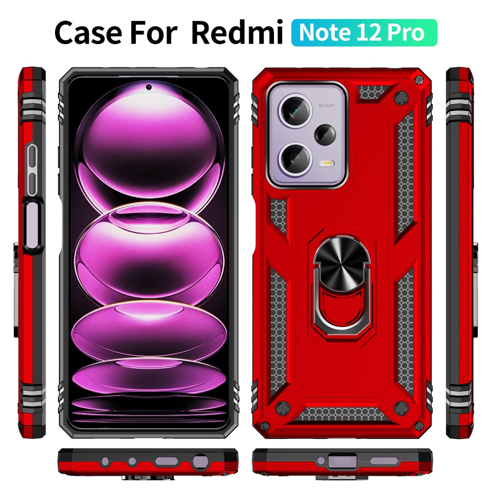  Xiaomi Redmi Note 12 Pro 5G Skal Ring Armor Hybrid Röd