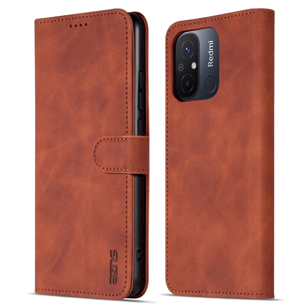 AZNS AZNS Xiaomi Redmi 12C 4G Fodral Läder Brun