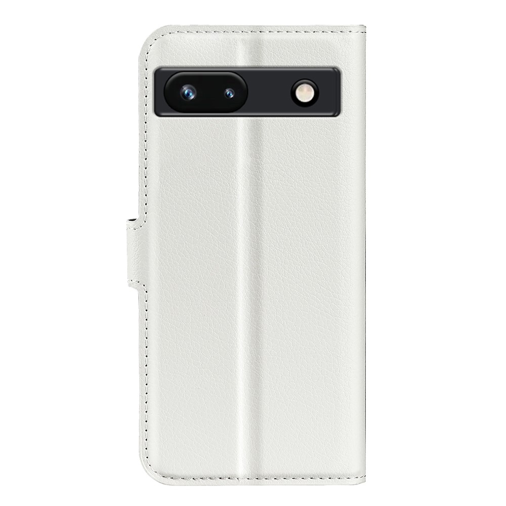  Google Pixel 7A Fodral Litchi Textur Läder Vit