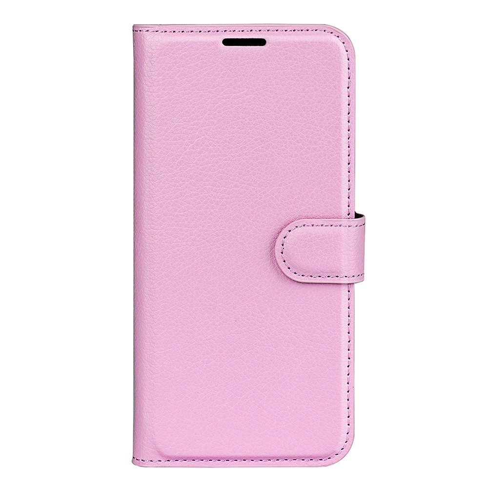  Google Pixel 7A Fodral Litchi Textur Läder Ljus Rosa