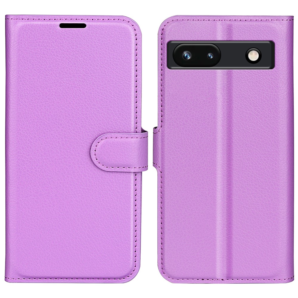  Google Pixel 7A Fodral Litchi Textur Läder Lila