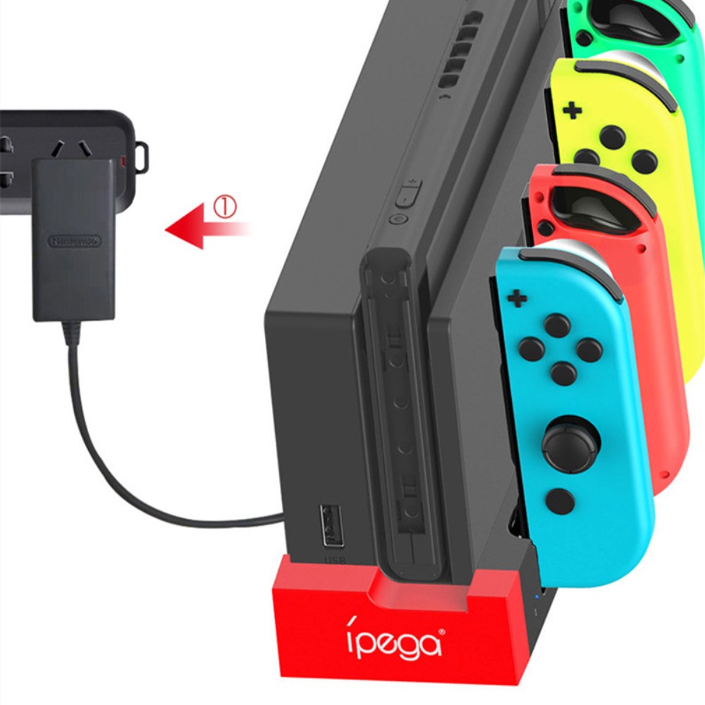 iPega iPega Nintendo Switch LED Laddstation För Ställ och 4x Joy-Con