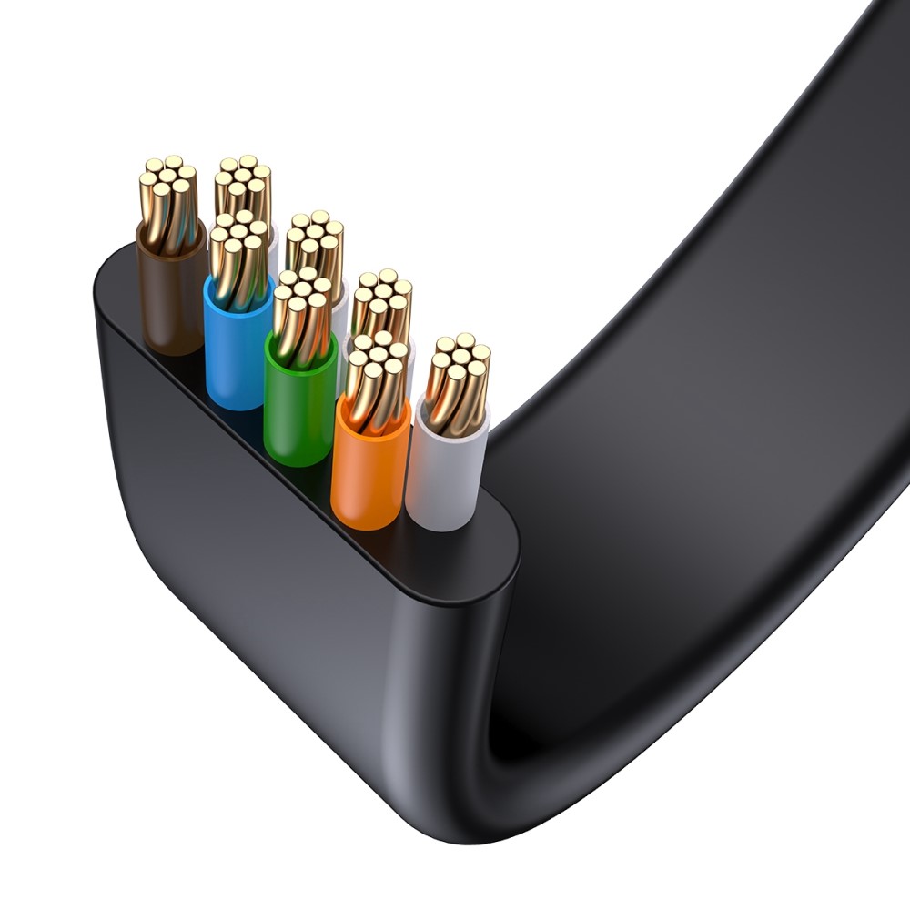 BASEUS Baseus 1.5m Cat6 Platt RJ45 Nätverkskabel Svart