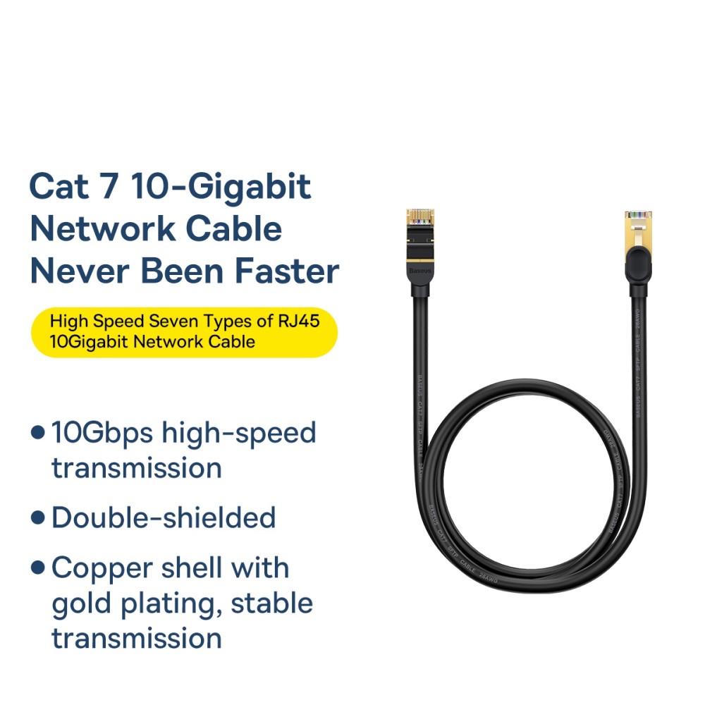 BASEUS Baseus 2m Cat7 RJ45 Nätverkskabel Svart