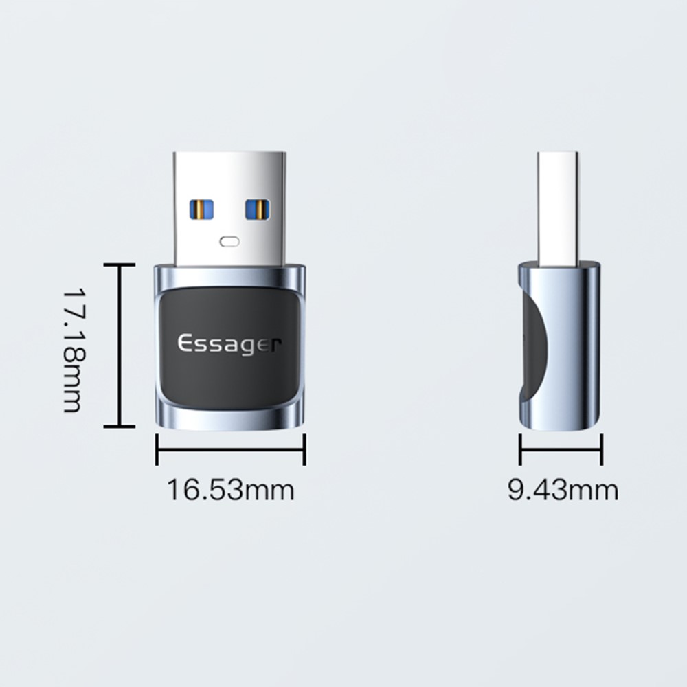 ESSAGER ESSAGER USB-C Hona till USB-A 3.0 Adapter, 5Gbps Blå