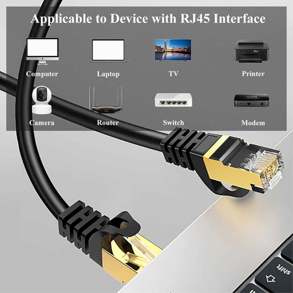  10m Cat8 40Gbps RJ45 UTP Nätverkskabel Svart