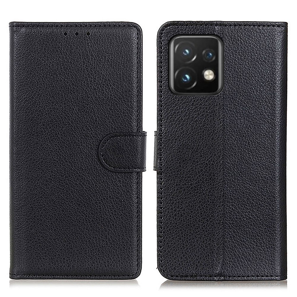  Motorola Edge 40 Pro 5G Fodral Litchi Läder Svart