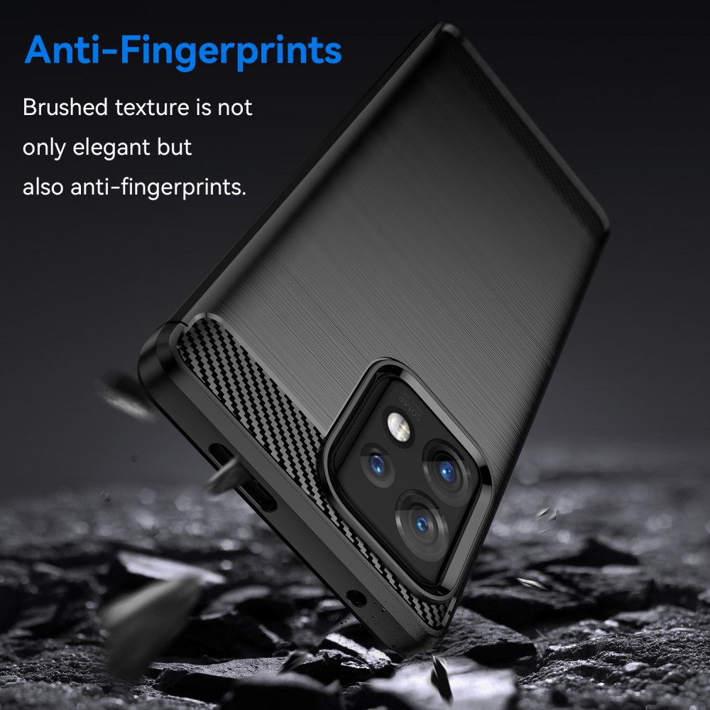  Motorola Edge 40 Pro 5G Skal Borstad Stål Textur Svart