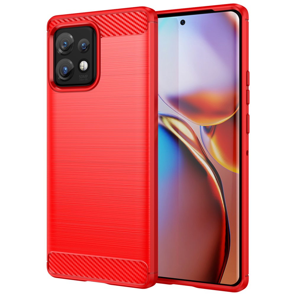  Motorola Edge 40 Pro 5G Skal Borstad Stål Textur Röd