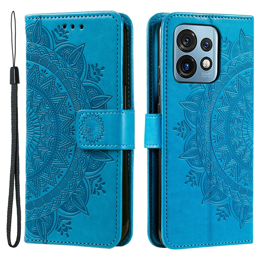  Motorola Edge 40 Pro 5G Fodral Mandala Läder Blå