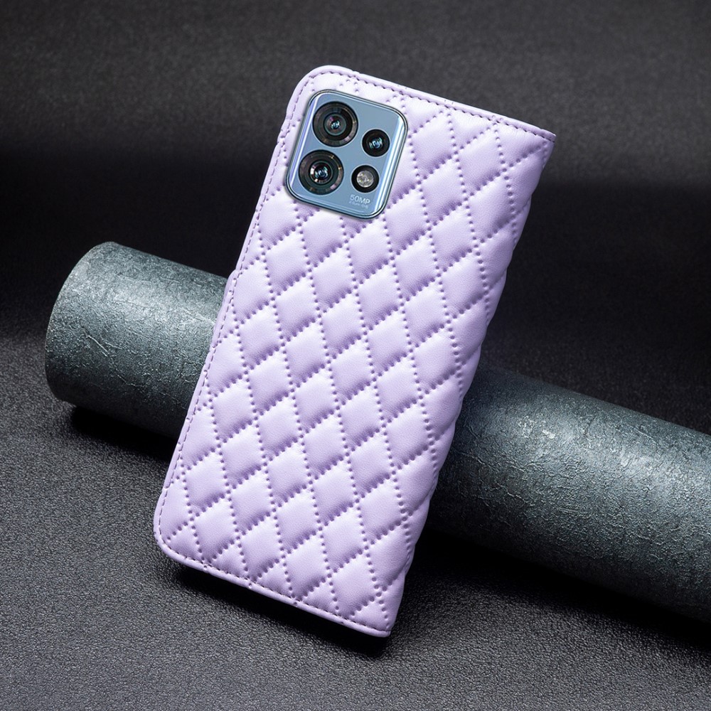  Motorola Edge 40 Pro 5G Fodral Diamond Läder Lila
