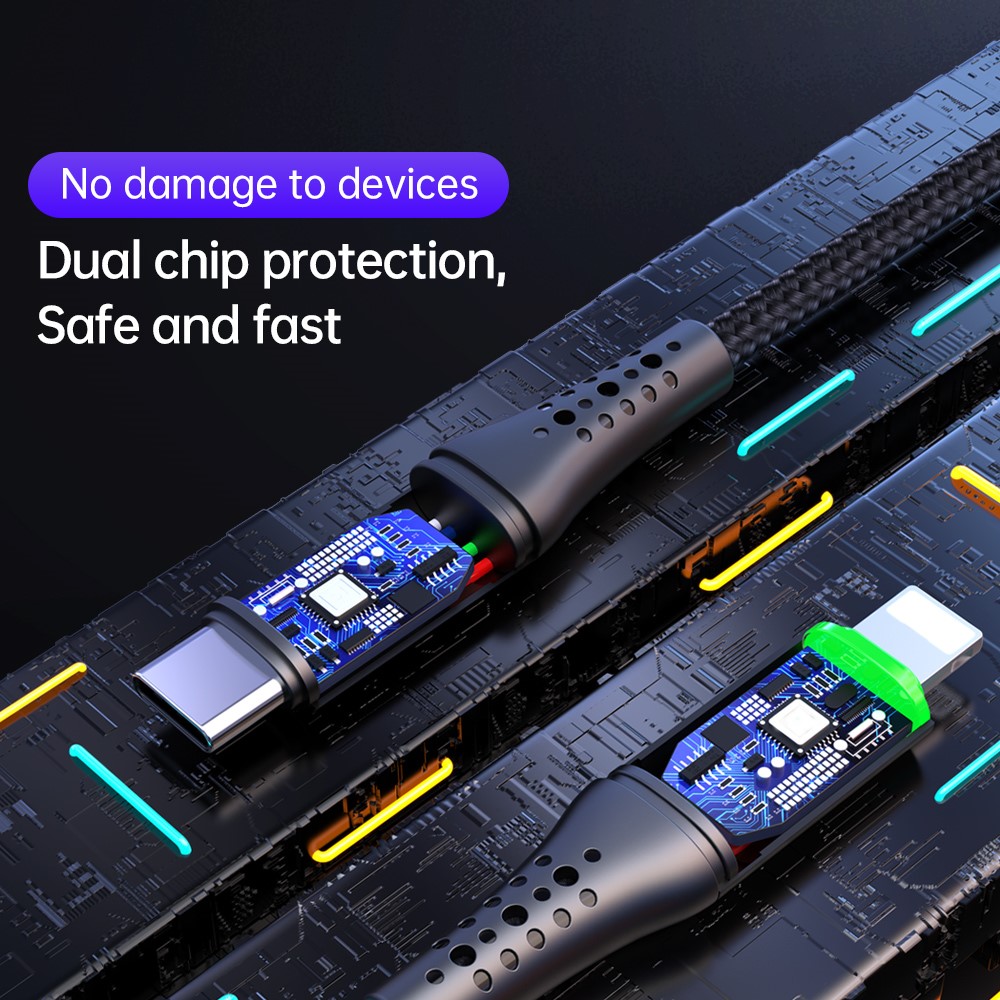 MCDODO Mcdodo 36W 1.2m USB-C - Lightning Kabel LED Svart