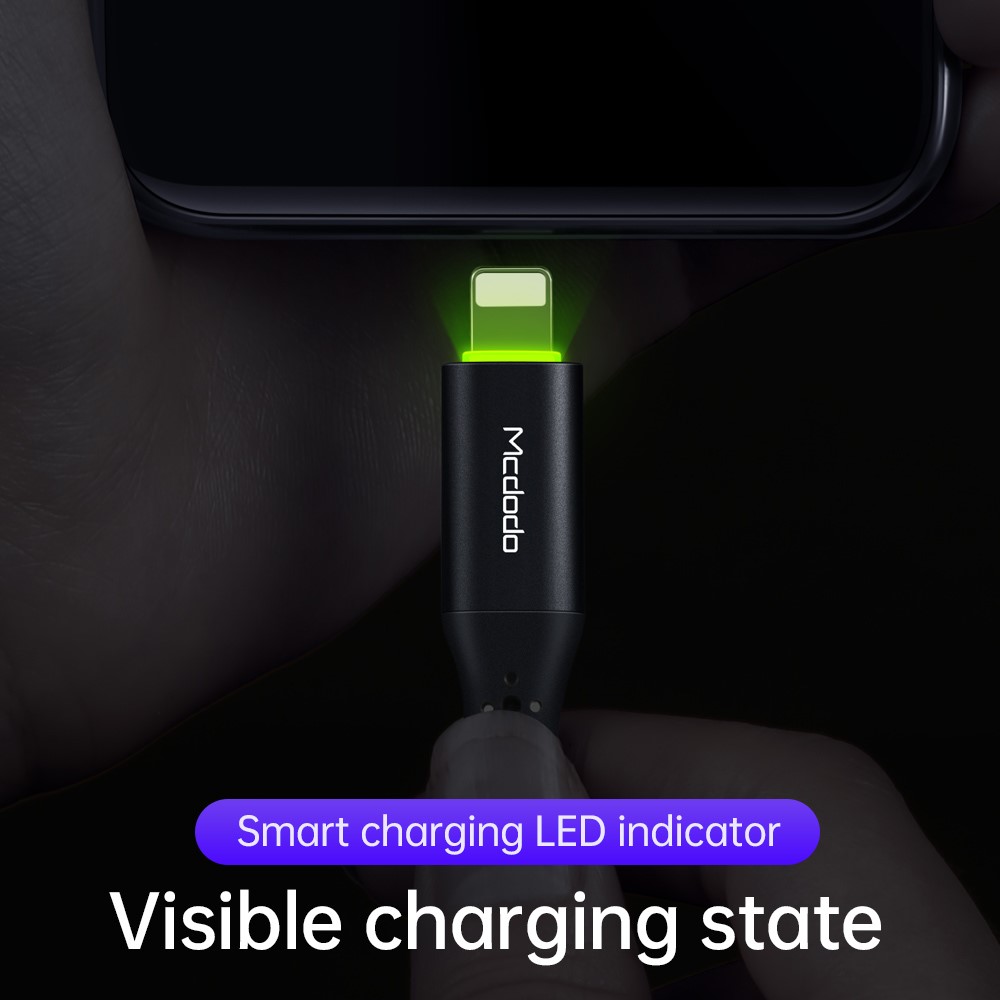 MCDODO Mcdodo 36W 1.2m USB-C - Lightning Kabel LED Svart