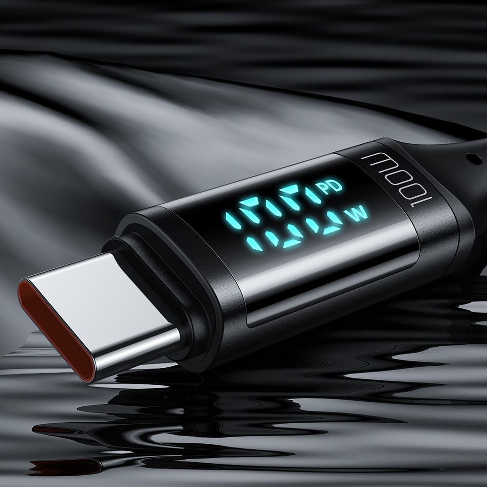 MCDODO Mcdodo 1.2m 100W USB-C - USB-C LED Snabbladdning Svart