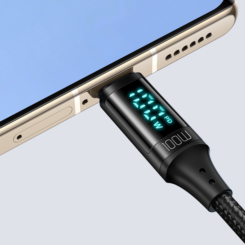 MCDODO Mcdodo 1.2m 100W USB-C - USB-C LED Snabbladdning Svart