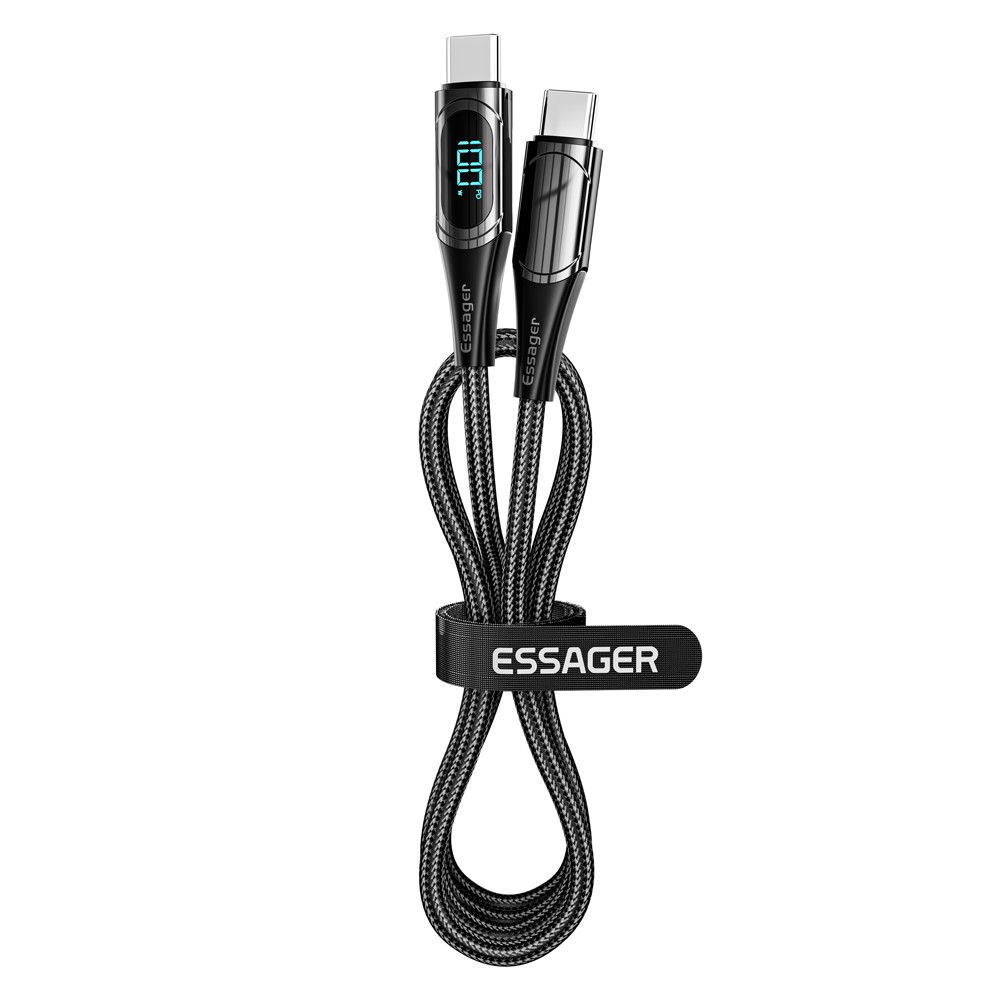 ESSAGER ESSAGER 1m 100W USB-C - USB-C LED Snabbladdning Svart