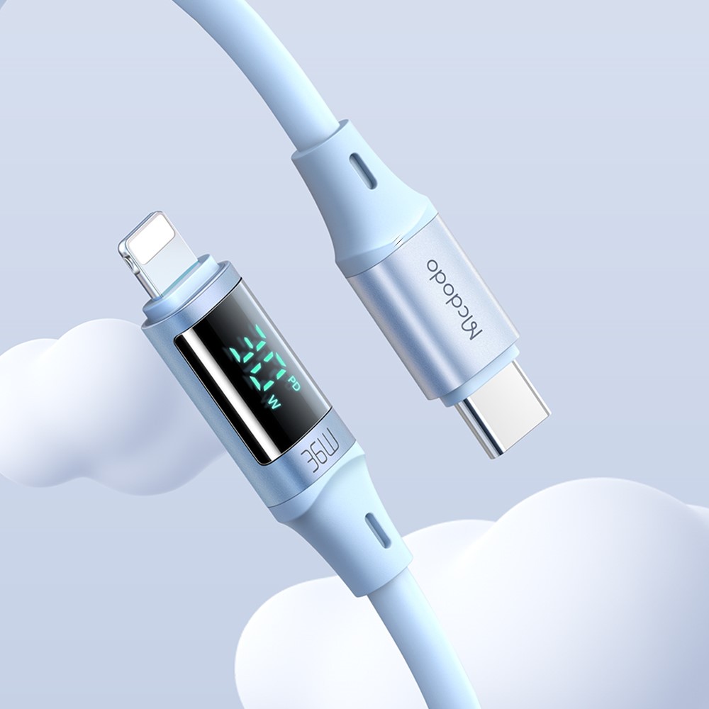 MCDODO Mcdodo 36W 1.2m PD USB-C - Lightning LED Silikon Kabel Lila