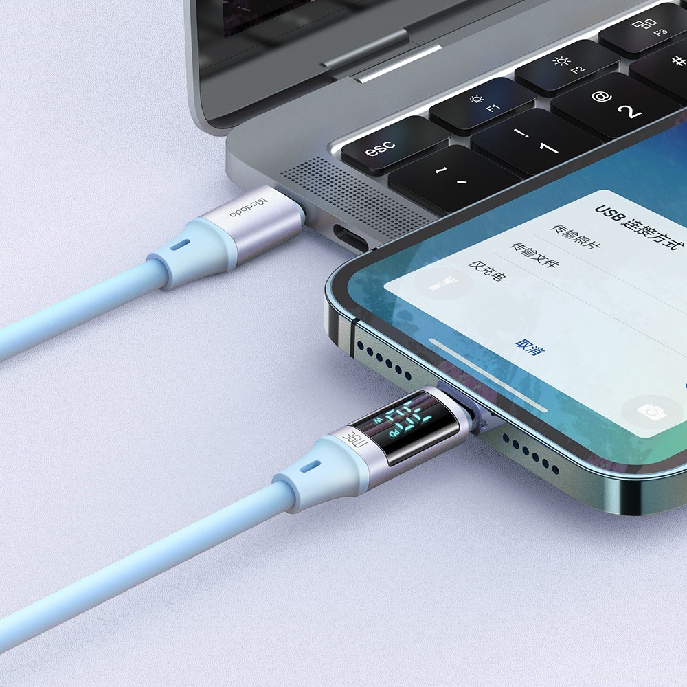 MCDODO Mcdodo 36W 1.8m PD USB-C - Lightning LED Silikon Kabel Blå