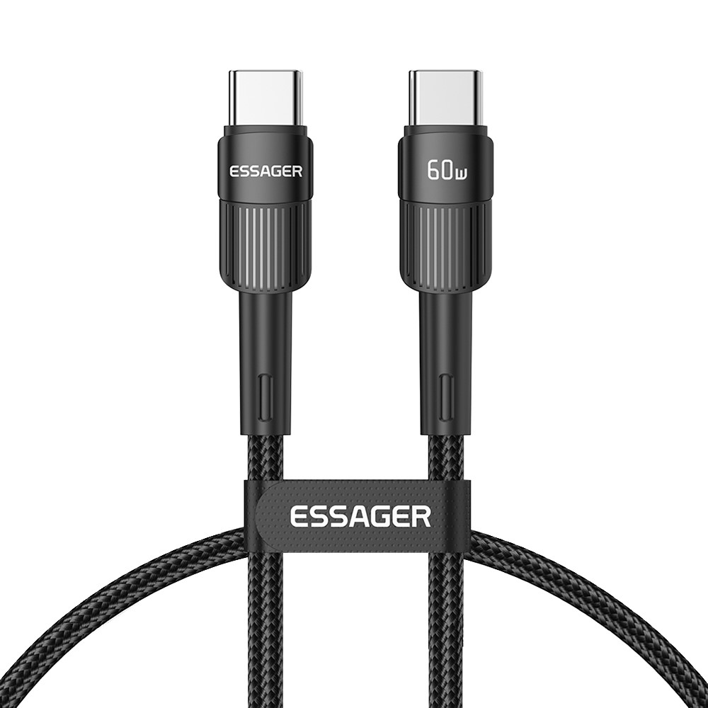 ESSAGER ESSAGER 1m 60W PD USB-C - USB-C Laddningskabel Svart