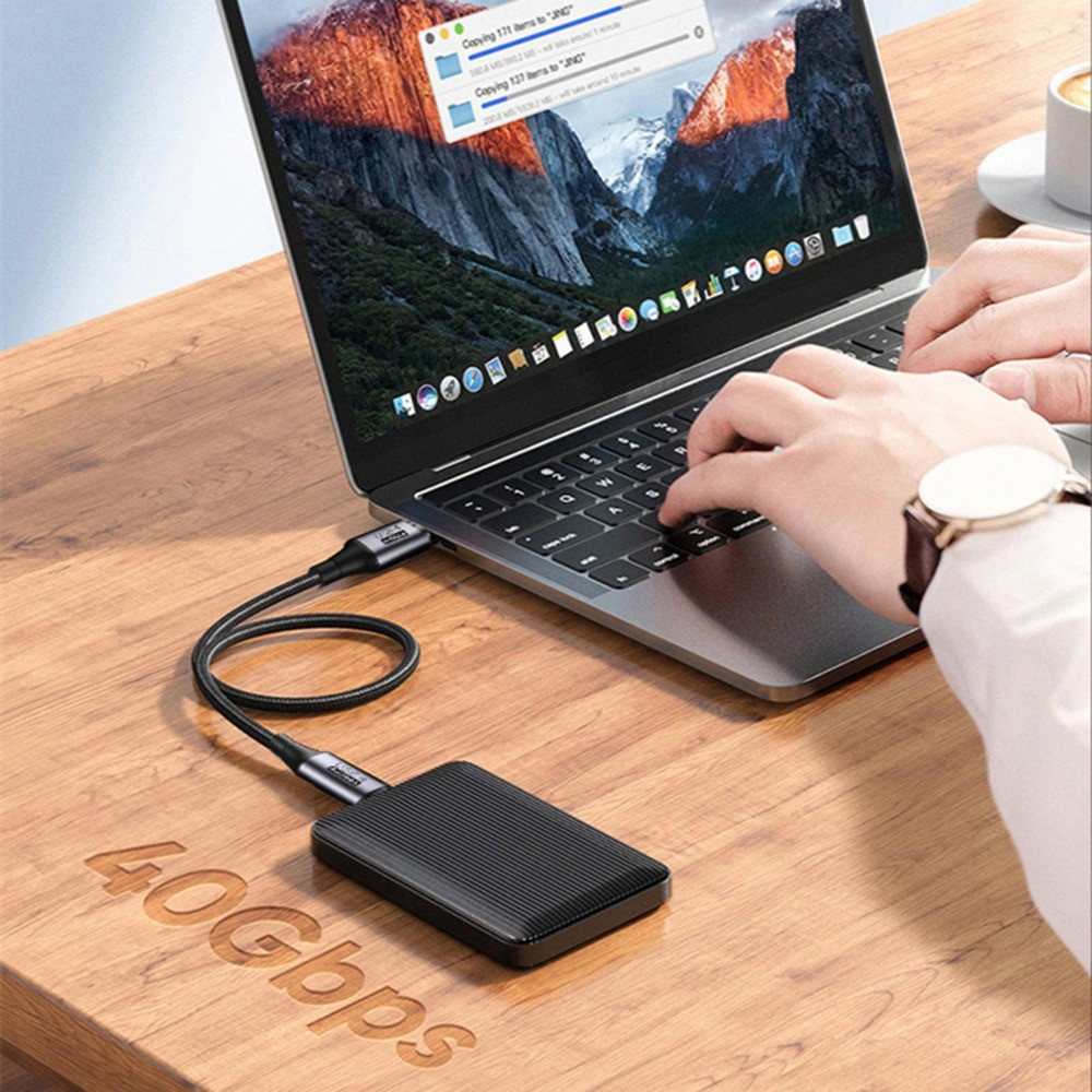  80cm 100W Thunderbolt 3/4 Kabel USB-C - USB-C 8K/60Hz Svart