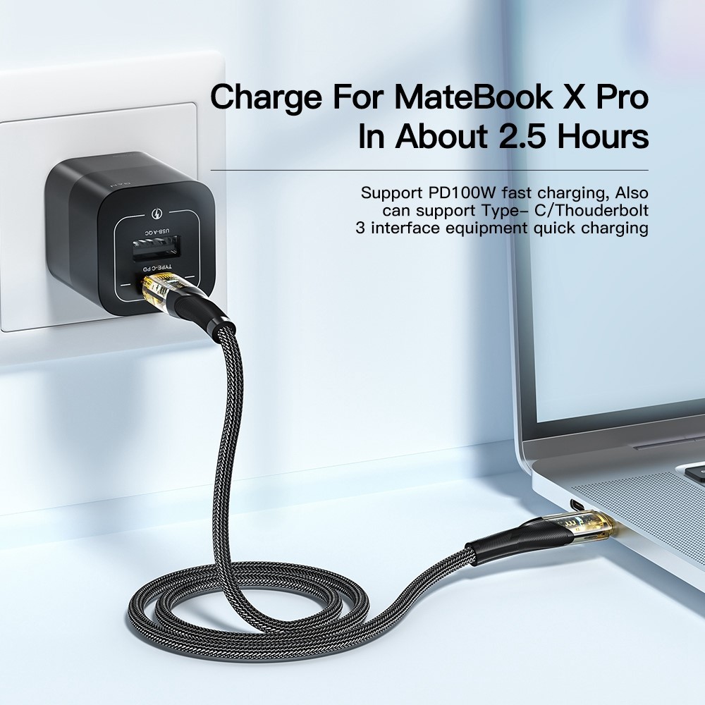 ESSAGER ESSAGER 1m 100W PD USB-C - USB-C Kabel Blå