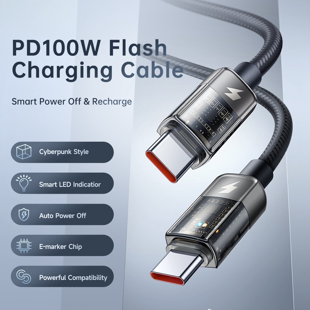 MCDODO Mcdodo 1.8m 100W USB-C - USB-C Auto Off Kabel Svart