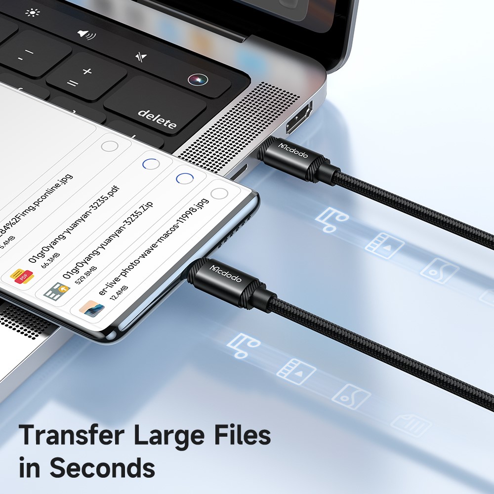 MCDODO Mcdodo 2m 240W PD USB-C - USB-C Nylonkabel Svart