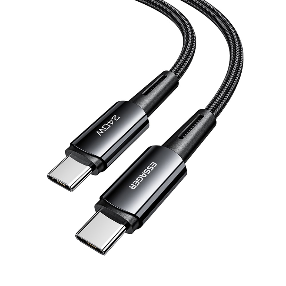 ESSAGER ESSAGER 1m 240W PD USB-C - USB-C Nylonkabel Svart