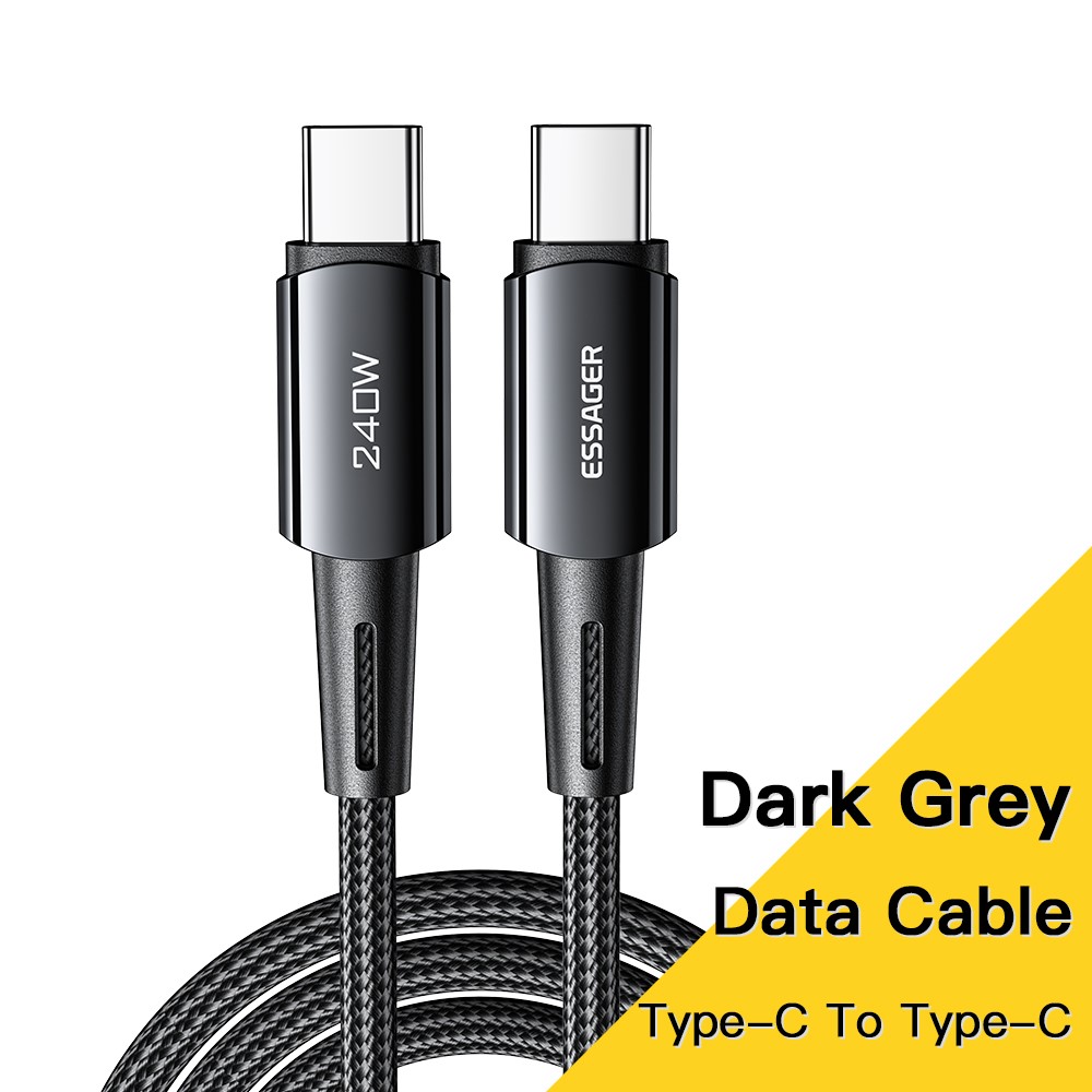 ESSAGER ESSAGER 2m 240W PD USB-C - USB-C Nylonkabel Svart
