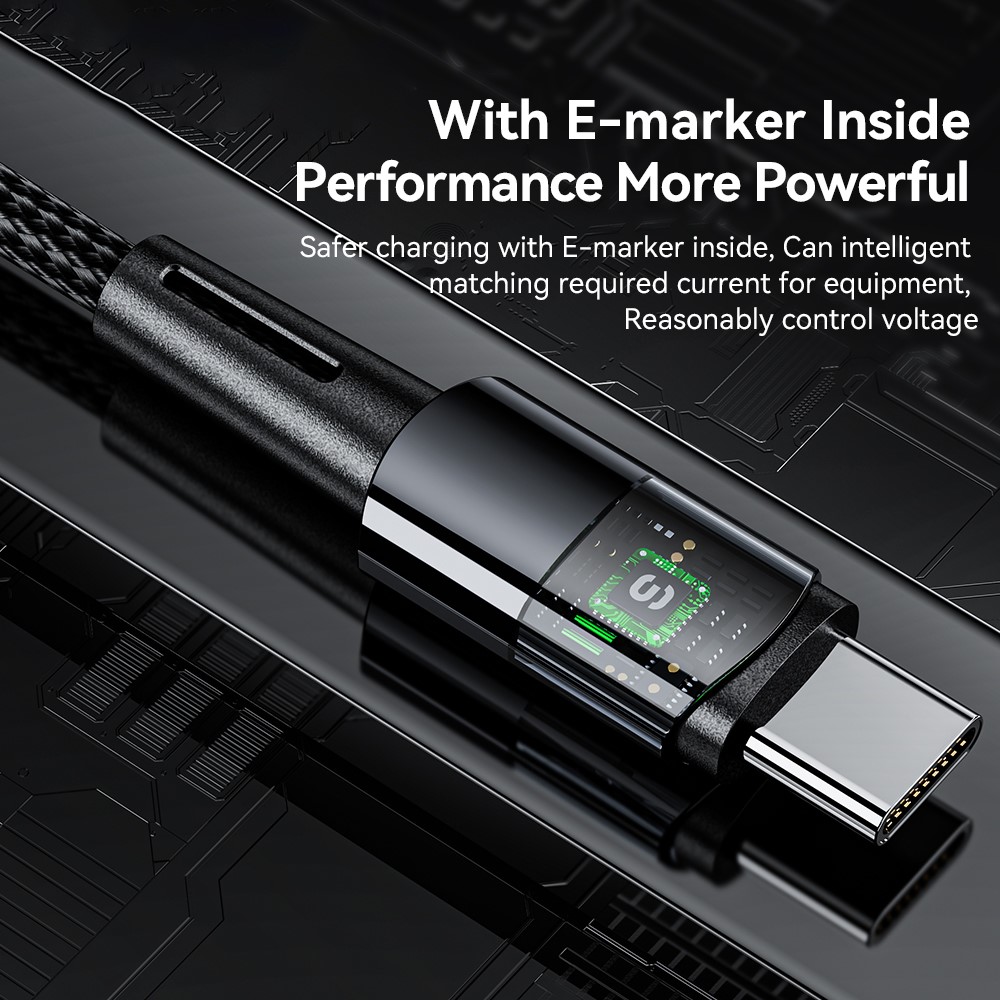 ESSAGER ESSAGER 2m 240W PD USB-C - USB-C Nylonkabel Svart