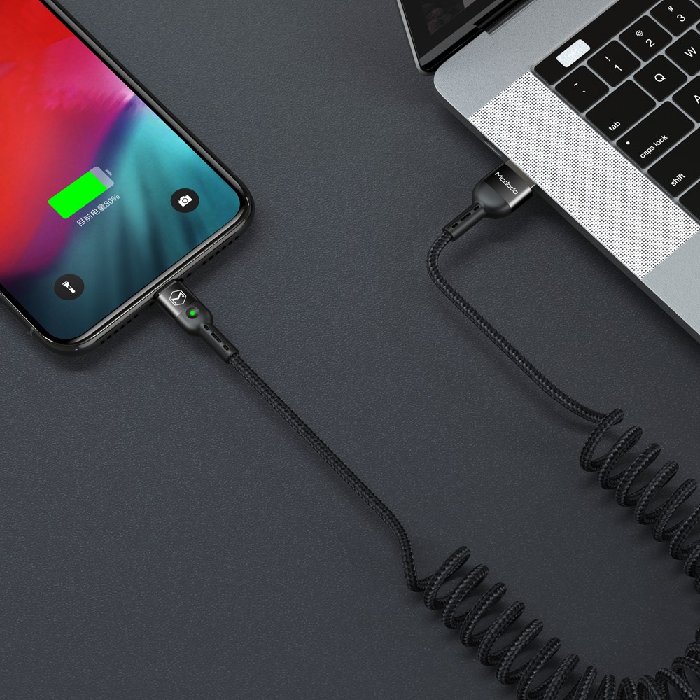 MCDODO Mcdodo 1.8m QC 3.0/4.0 USB-C Flexibel Nylon Kabel Svart