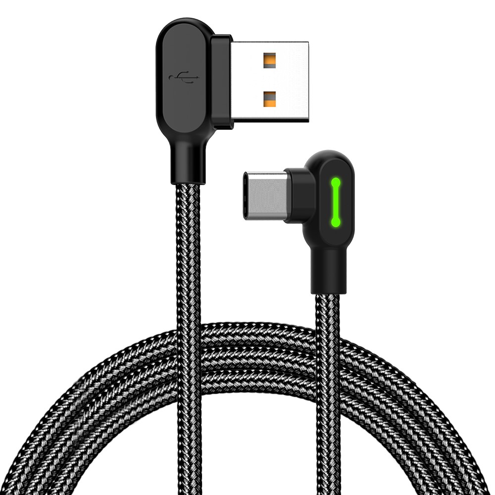 MCDODO Mcdodo 3m 2A USB-C Elbow Nylonflätad Kabel Svart