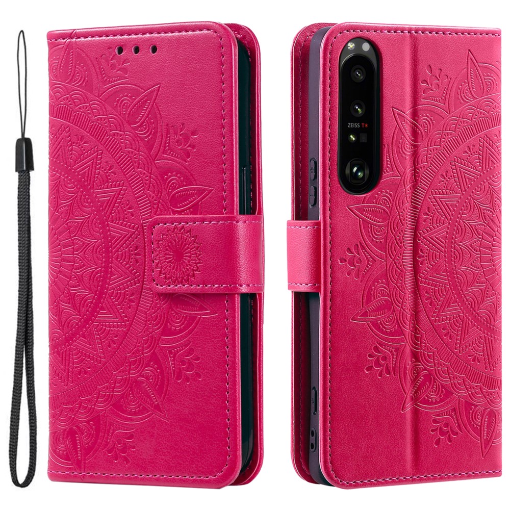  Sony Xperia 1 V Fodral Mandala Läder Rosa