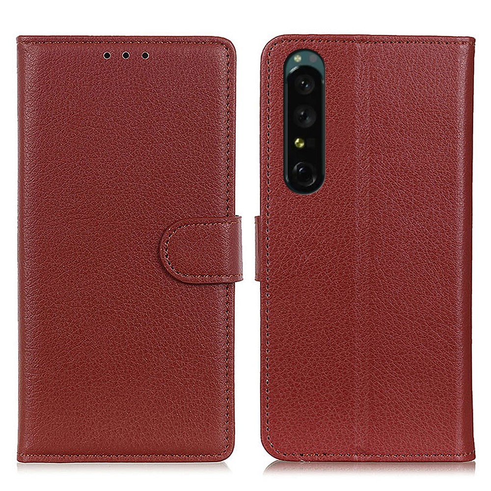  Sony Xperia 1 V Fodral Litchi Läder Brun