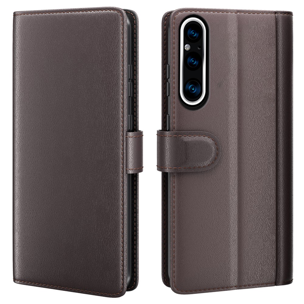  Sony Xperia 1 V Fodral Premium Split Läder Brun