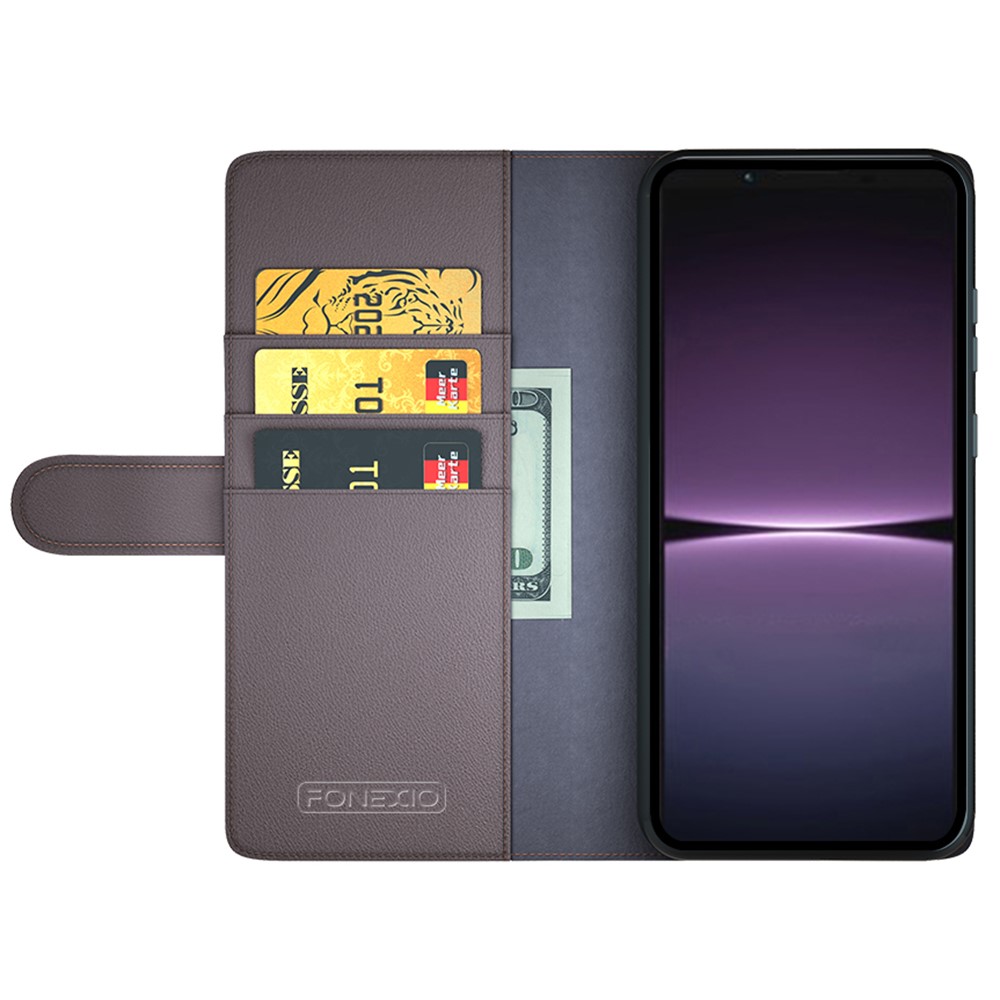  Sony Xperia 1 V Fodral Premium Split Läder Brun