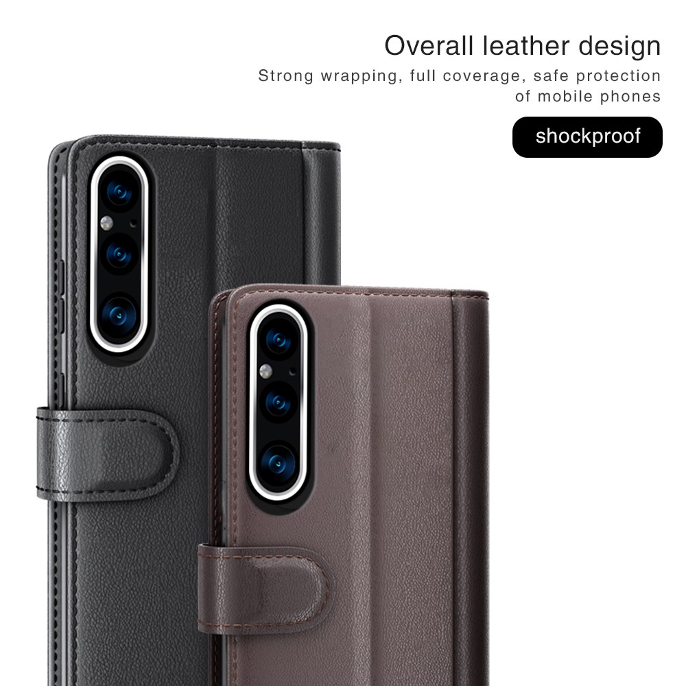  Sony Xperia 1 V Fodral Premium Split Läder Brun