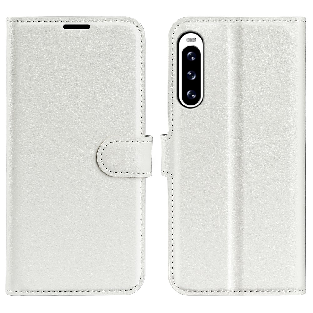  Sony Xperia 10 V Litchi Plånboksfodral Vit