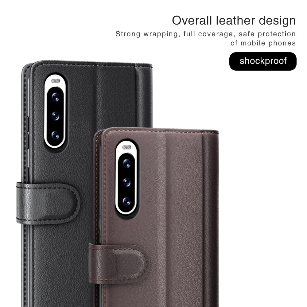  Sony Xperia 10 V Fodral Premium Split Läder Brun